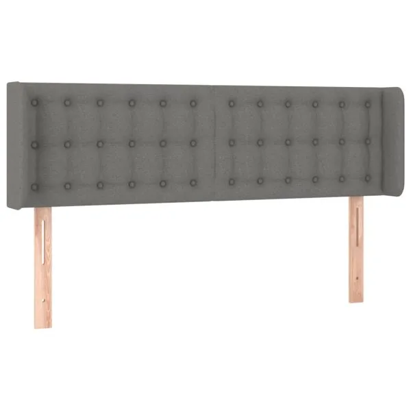 Tăblie de pat cu LED, gri închis, 147x16x78/88 cm, textil