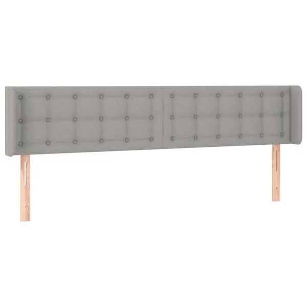 Tăblie de pat cu LED, gri deschis, 163x16x78/88 cm, textil