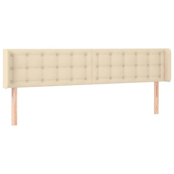 Tăblie de pat cu LED, crem, 203x16x78/88 cm, textil