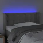 Tăblie de pat cu LED, gri deschis, 103x16x78/88 cm, catifea