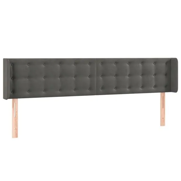Tăblie de pat cu LED, gri închis, 163x16x78/88 cm, catifea