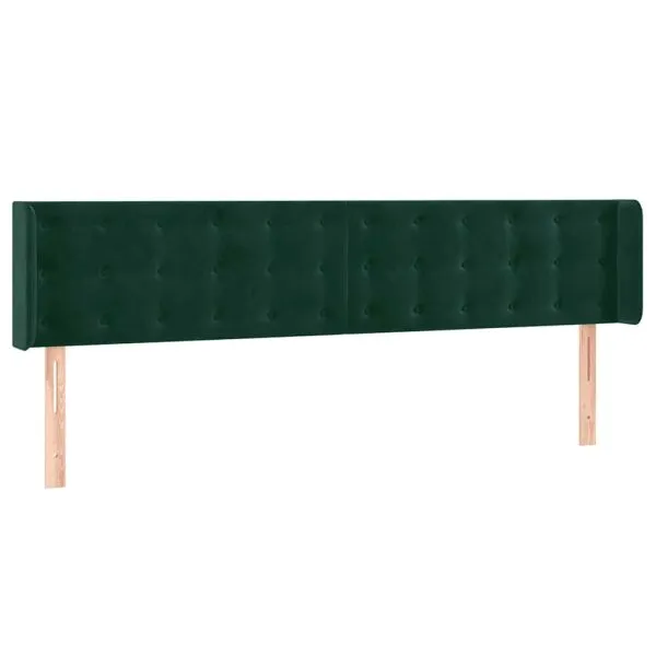 Tăblie de pat cu LED, verde închis, 163x16x78/88 cm, catifea