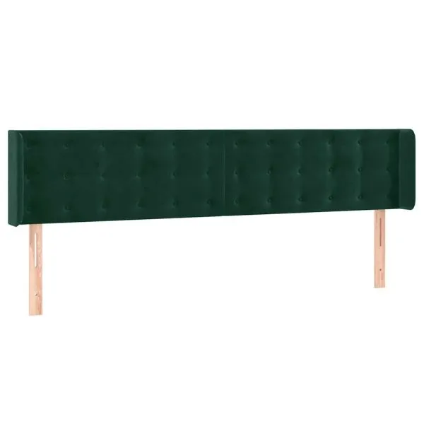 Tăblie de pat cu LED, verde închis, 183x16x78/88 cm, catifea