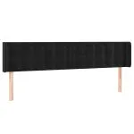 Tăblie de pat cu LED, negru, 203x16x78/88 cm, catifea