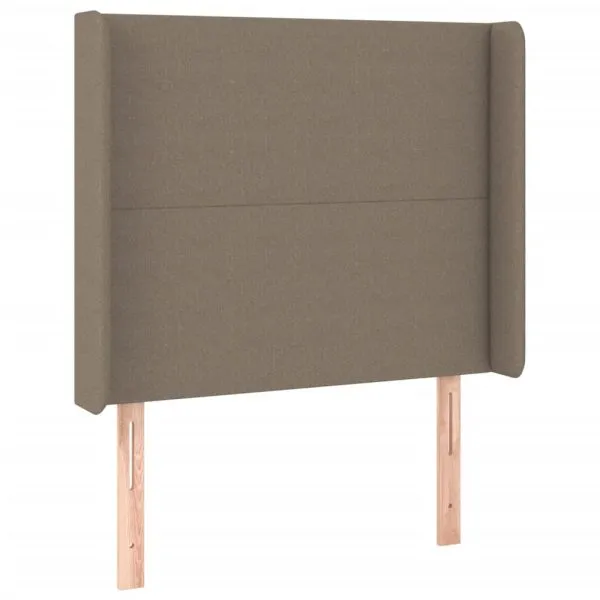 Tăblie de pat cu LED, gri taupe, 83x16x118/128 cm, textil