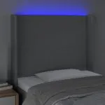 Tăblie de pat cu LED, gri deschis, 93x16x118/128 cm, textil