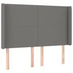 Tăblie de pat cu LED, gri închis, 147x16x118/128 cm, textil