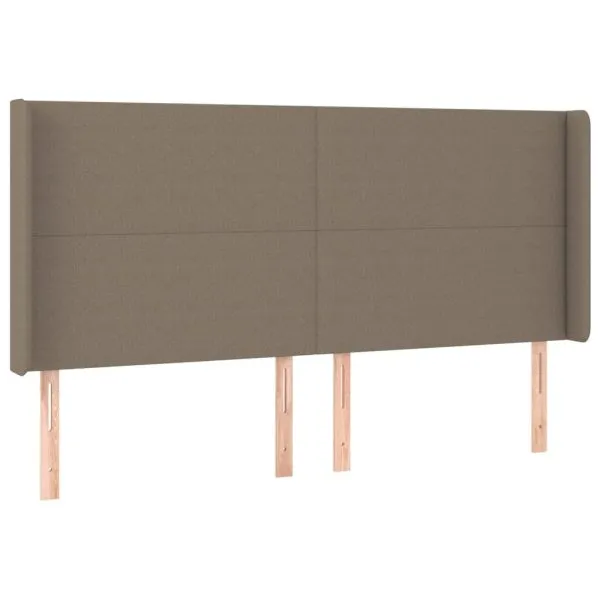Tăblie de pat cu LED, gri taupe, 183x16x118/128 cm, textil