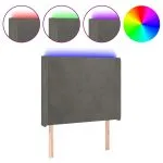 Tăblie de pat cu LED, gri închis, 83x16x118/128 cm, catifea