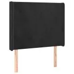 Tăblie de pat cu LED, negru, 83x16x118/128 cm, catifea