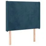 Tăblie de pat cu LED, albastru închis, 83x16x118/128cm, catifea