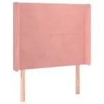 Tăblie de pat cu LED, roz, 93x16x118/128 cm, catifea
