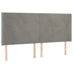 Tăblie de pat cu LED, gri deschis, 183x16x118/128 cm, catifea