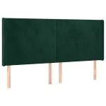 Tăblie de pat cu LED, verde închis, 203x16x118/128 cm, catifea