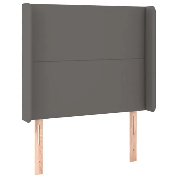 Tăblie de pat cu LED, gri, 103x16x118/128 cm, piele ecologică