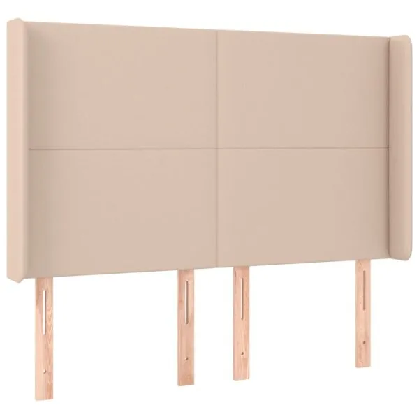 Tăblie de pat cu LED, cappuccino, 147x16x118/128 cm, piele eco