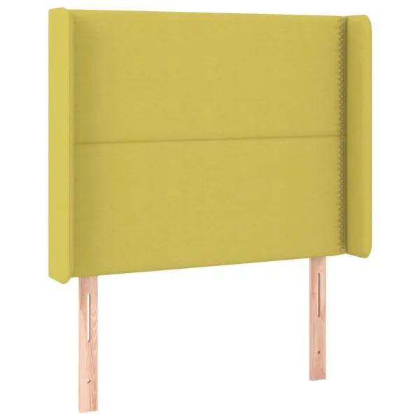 Tăblie de pat cu LED, verde, 83x16x118/128 cm, textil
