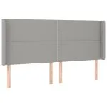 Tăblie de pat cu LED, gri deschis, 203x16x118/128 cm, textil