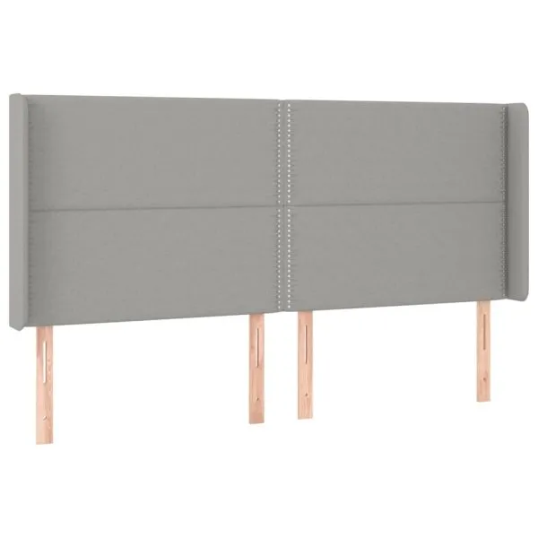 Tăblie de pat cu LED, gri deschis, 203x16x118/128 cm, textil