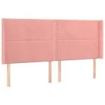 Tăblie de pat cu LED, roz, 203x16x118/128 cm, catifea