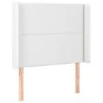 Tăblie de pat cu LED, alb, 103x16x118/128 cm, piele ecologică