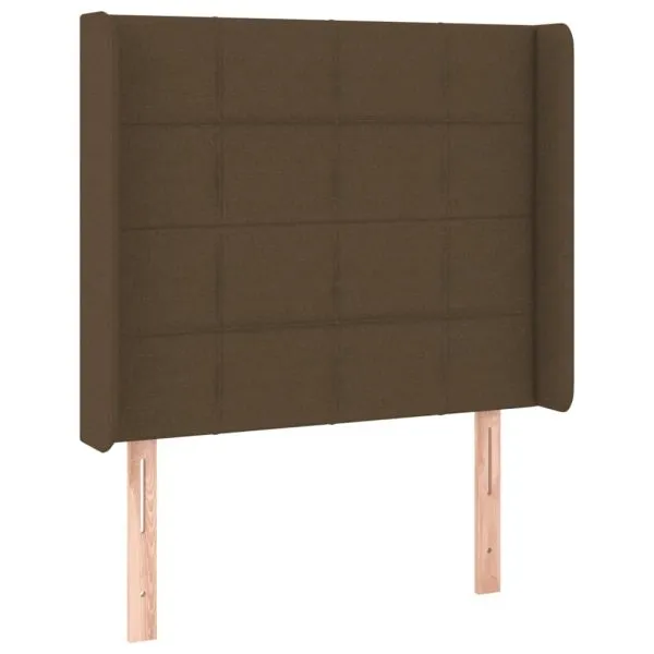 Tăblie de pat cu LED, maro închis, 93x16x118/128 cm, textil