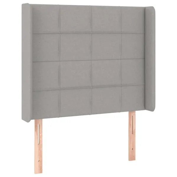 Tăblie de pat cu LED, gri deschis, 103x16x118/128 cm, textil