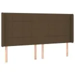 Tăblie de pat cu LED, maro închis, 203x16x118/128 cm, textil