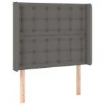 Tăblie de pat cu LED, gri, 103x16x118/128 cm, piele ecologică