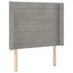 Tăblie de pat cu LED, gri deschis, 93x16x118/128 cm, catifea