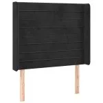 Tăblie de pat cu LED, negru, 103x16x118/128 cm, catifea