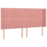 Tăblie de pat cu LED, roz, 163x16x118/128 cm, catifea