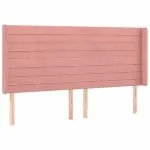 Tăblie de pat cu LED, roz, 183x16x118/128 cm, catifea
