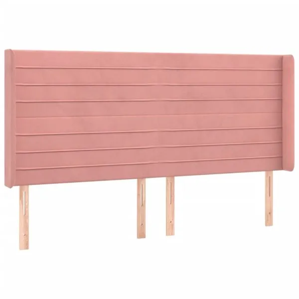 Tăblie de pat cu LED, roz, 183x16x118/128 cm, catifea