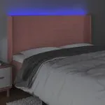 Tăblie de pat cu LED, roz, 183x16x118/128 cm, catifea