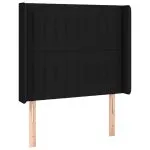 Tăblie de pat cu LED, negru, 93x16x118/128 cm, textil