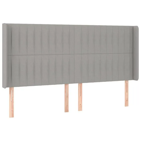 Tăblie de pat cu LED, gri deschis, 183x16x118/128 cm, textil