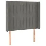Tăblie de pat cu LED, gri deschis, 103x16x118/128 cm, catifea
