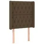 Tăblie de pat cu LED, maro închis, 83x16x118/128 cm, textil