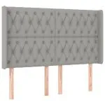 Tăblie de pat cu LED, gri deschis, 147x16x118/128 cm, textil