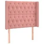 Tăblie de pat cu LED, roz, 93x16x118/128 cm, catifea