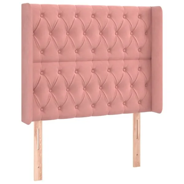 Tăblie de pat cu LED, roz, 103x16x118/128 cm, catifea