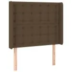 Tăblie de pat cu LED, maro închis, 83x16x118/128 cm, textil