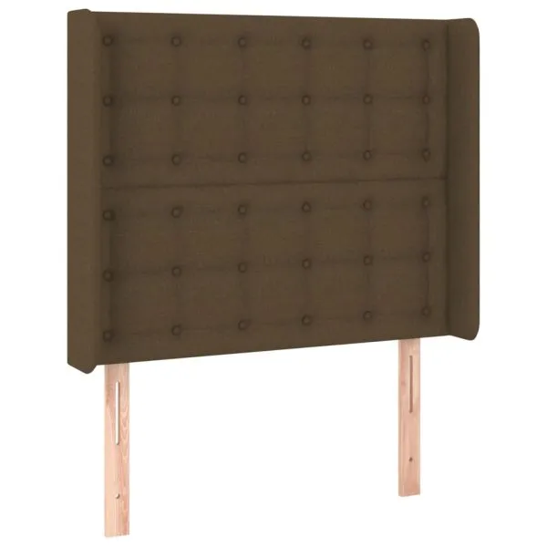 Tăblie de pat cu LED, maro închis, 93x16x118/128 cm, textil