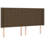 Tăblie de pat cu LED, maro închis, 183x16x118/128 cm, textil