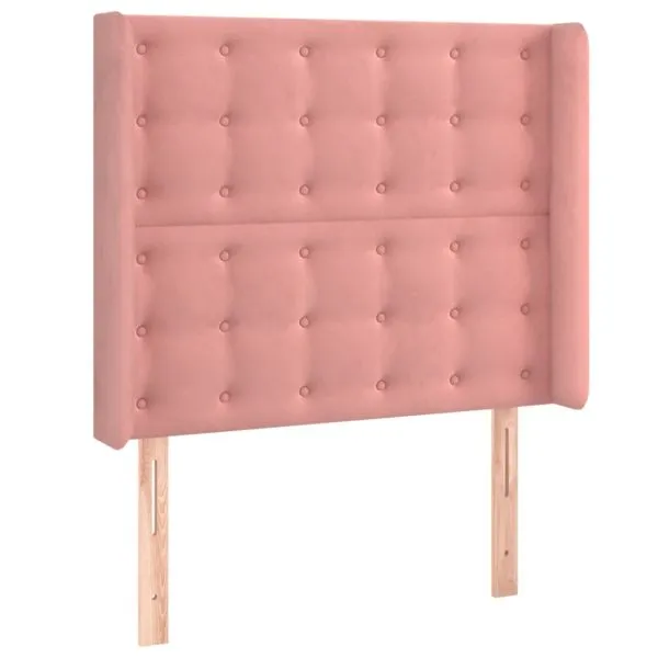 Tăblie de pat cu LED, roz, 103x16x118/128 cm, catifea