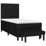 Pat box spring cu saltea, negru, 80×200 cm, textil