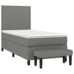 Pat box spring cu saltea, gri închis, 90×190 cm, textil