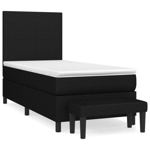 Pat box spring cu saltea, negru, 100×200 cm, textil