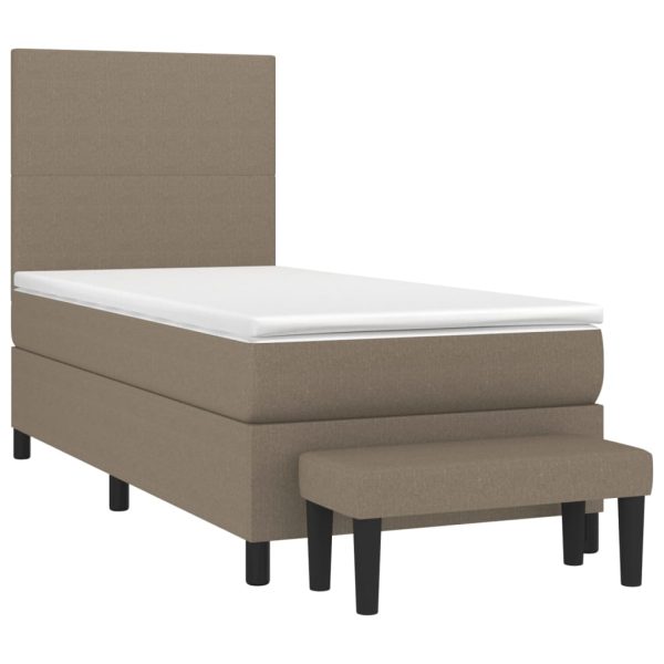 Pat box spring cu saltea, gri taupe, 100×200 cm, textil